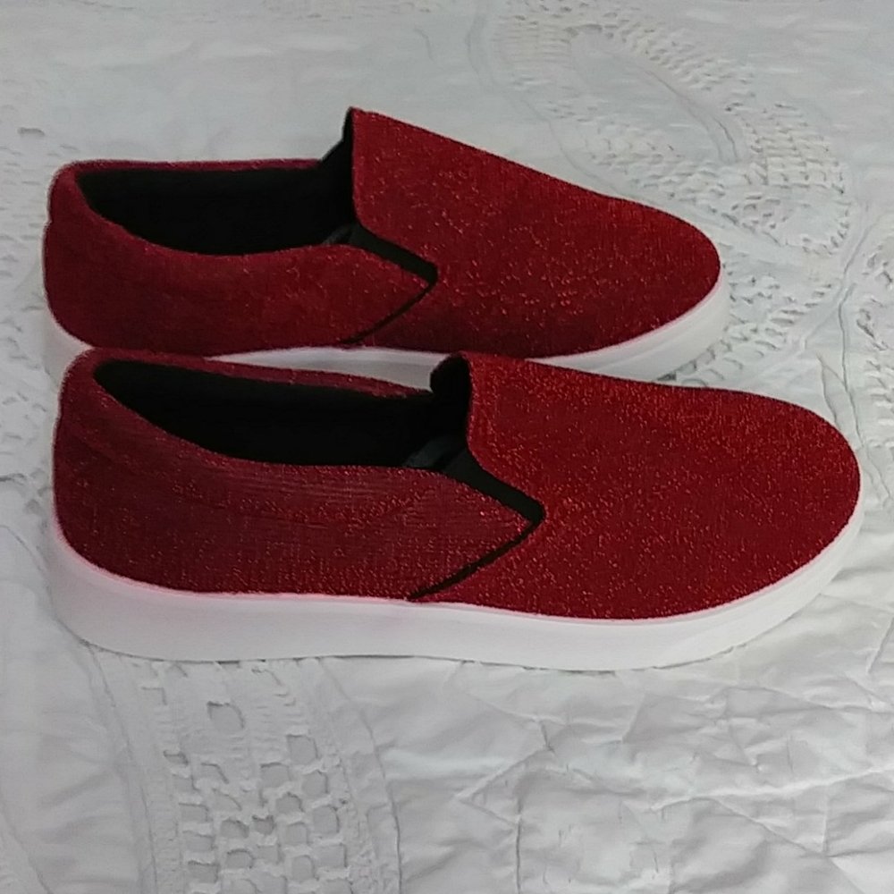 H2k Burgandy Women's Glitter Comfy Casual Slip On